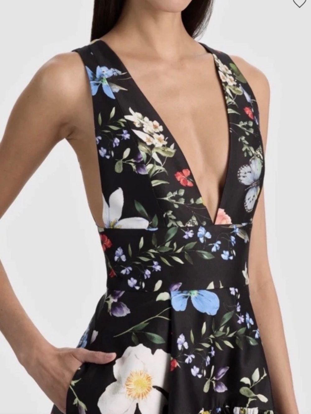 Alice + Olivia Lila Structured Ball Gown In Twisting Vines Black US 2 NWT $1195 - Picture 4 of 14